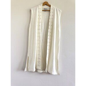 Pearl trim cardigan vest women luxury cozy size M cream IVORY MOONLIGHT BAY